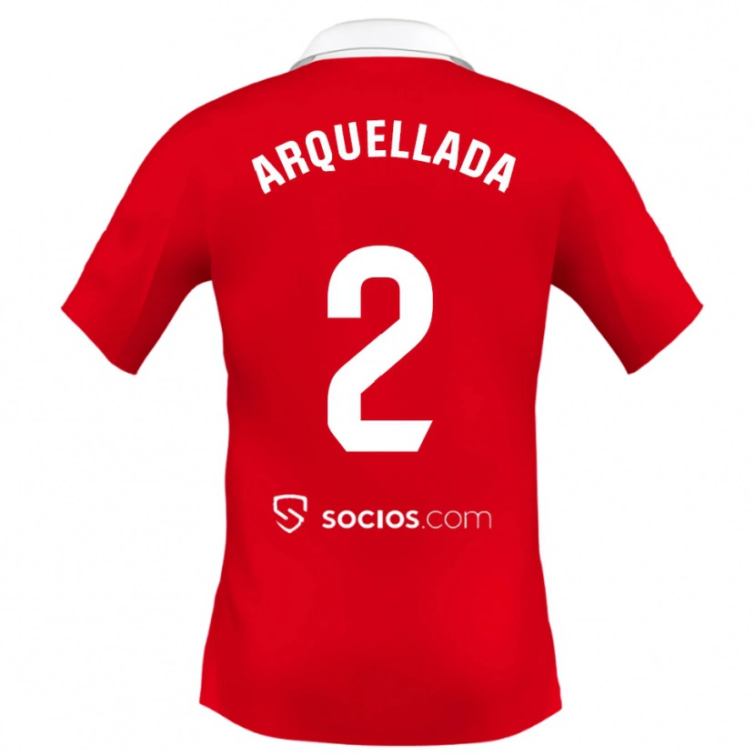 Danxen Børn Álvaro Arquellada #2 Rød Hvid Grå Udebane Spillertrøjer 2025/26 Trøje T-Shirt
