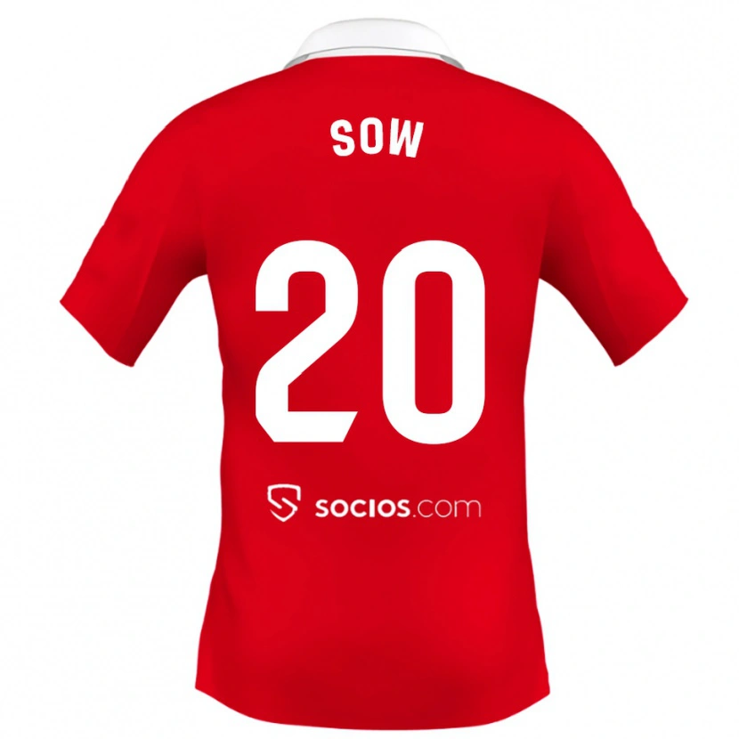 Danxen Børn Djibril Sow #20 Rød Hvid Grå Udebane Spillertrøjer 2025/26 Trøje T-Shirt
