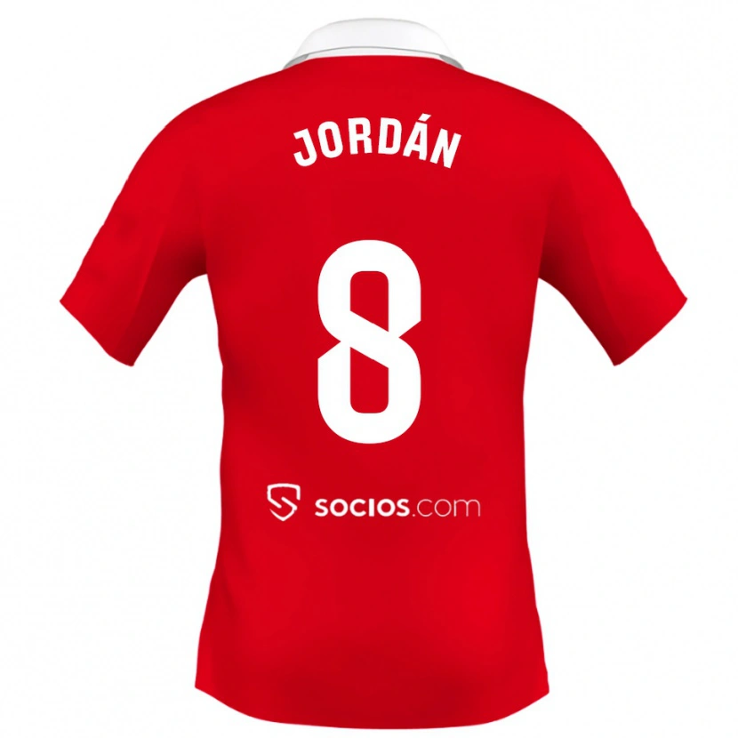 Danxen Børn Joan Jordán #8 Rød Hvid Grå Udebane Spillertrøjer 2025/26 Trøje T-Shirt