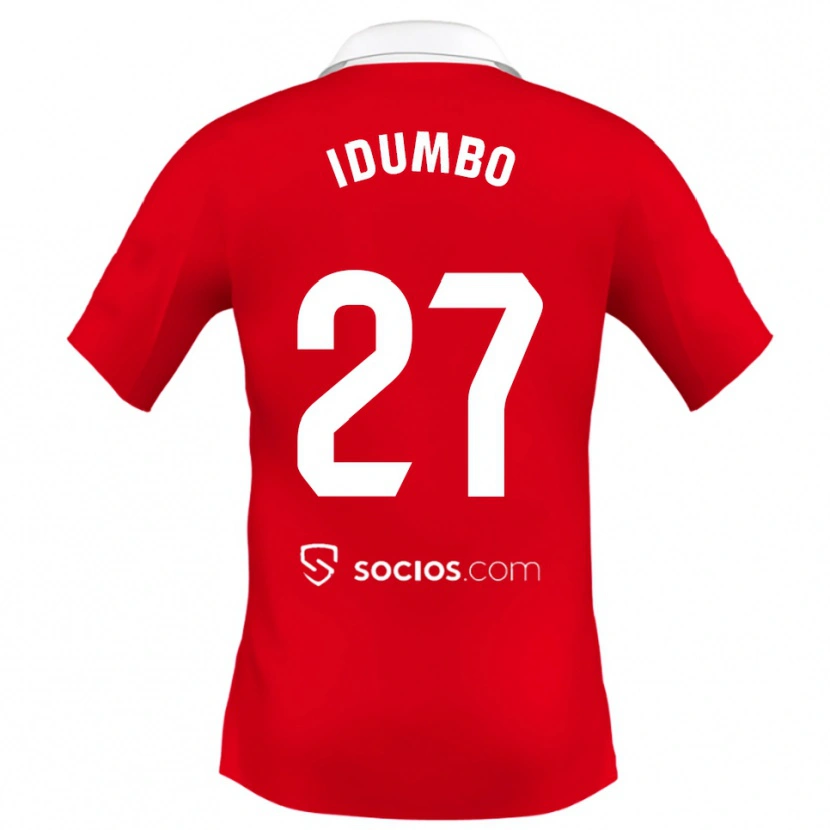 Danxen Børn Stanis Idumbo #27 Rød Hvid Grå Udebane Spillertrøjer 2025/26 Trøje T-Shirt