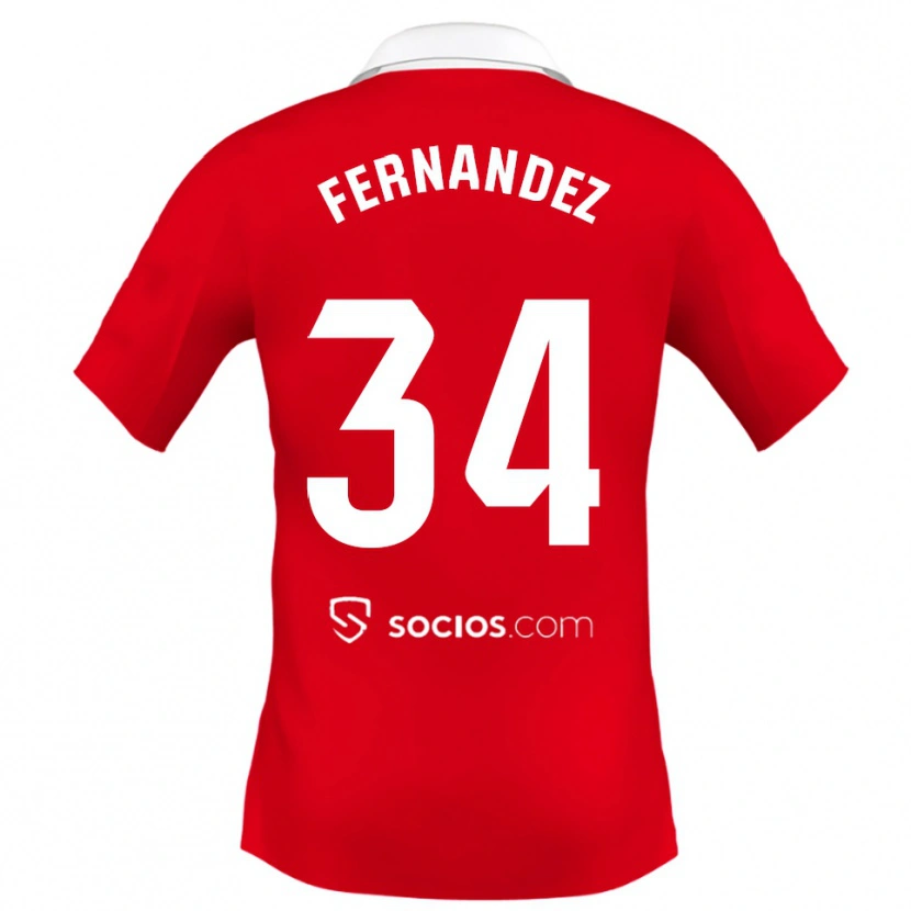 Danxen Børn Marc Fernández #34 Rød Hvid Grå Udebane Spillertrøjer 2025/26 Trøje T-Shirt