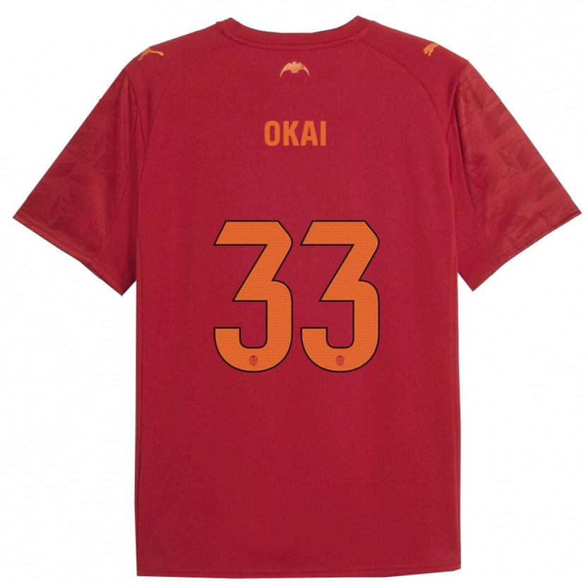 Danxen Børn Leslie Okai #33 Rød Orange Udebane Spillertrøjer 2025/26 Trøje T-Shirt