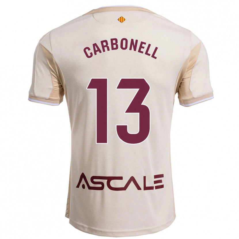 Danxen Børn Carmen Carbonell #13 Off-White Bordeaux Udebane Spillertrøjer 2025/26 Trøje T-Shirt