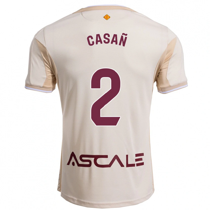 Danxen Børn Jorge Casañ #2 Off-White Bordeaux Udebane Spillertrøjer 2025/26 Trøje T-Shirt