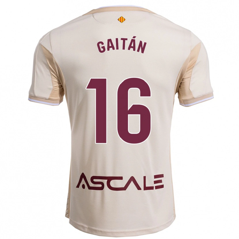 Danxen Børn Joselillo Gaitán #16 Off-White Bordeaux Udebane Spillertrøjer 2025/26 Trøje T-Shirt