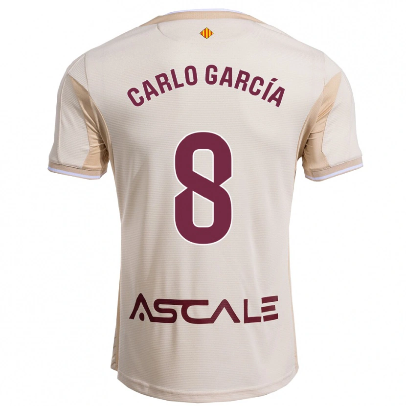 Danxen Børn Carlo García #8 Off-White Bordeaux Udebane Spillertrøjer 2025/26 Trøje T-Shirt