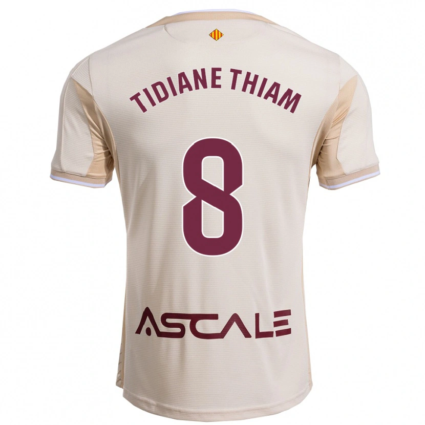 Danxen Børn Cheikh Tidiane Thiam #8 Off-White Bordeaux Udebane Spillertrøjer 2025/26 Trøje T-Shirt