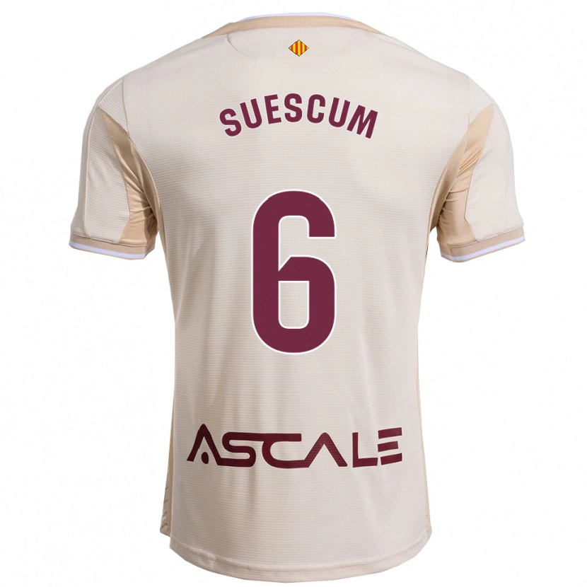 Danxen Børn Hugo Suescum #6 Off-White Bordeaux Udebane Spillertrøjer 2025/26 Trøje T-Shirt