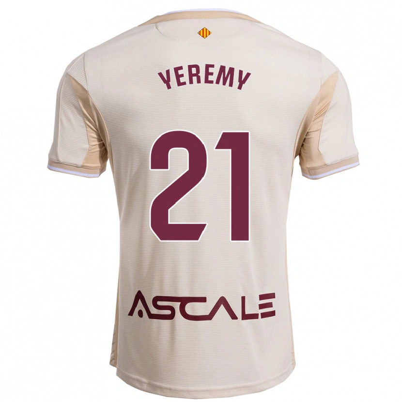 Danxen Børn Yéremy Pino #21 Off-White Bordeaux Udebane Spillertrøjer 2025/26 Trøje T-Shirt