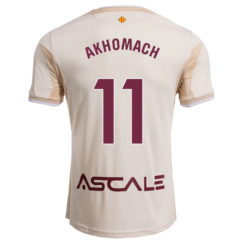 Danxen Børn Ilias Akhomach #11 Off-White Bordeaux Udebane Spillertrøjer 2025/26 Trøje T-Shirt