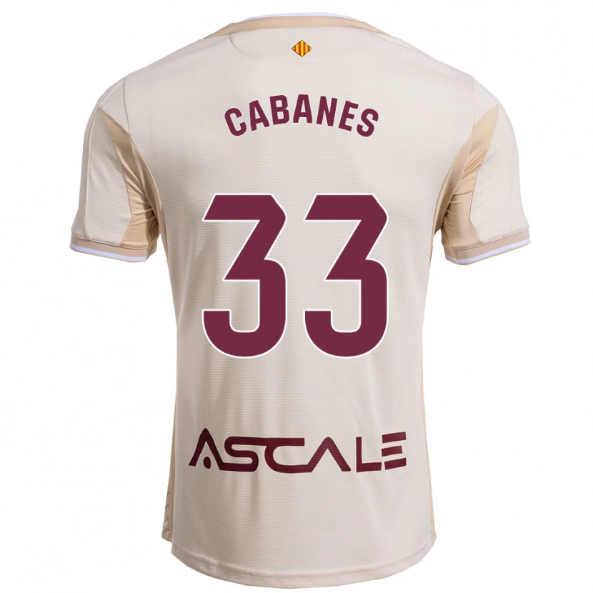Danxen Børn Pau Cabanes #33 Off-White Bordeaux Udebane Spillertrøjer 2025/26 Trøje T-Shirt