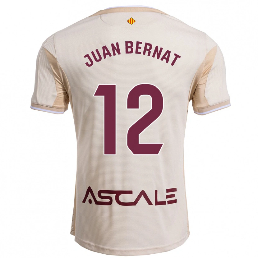 Danxen Børn Juan Bernat #12 Off-White Bordeaux Udebane Spillertrøjer 2025/26 Trøje T-Shirt
