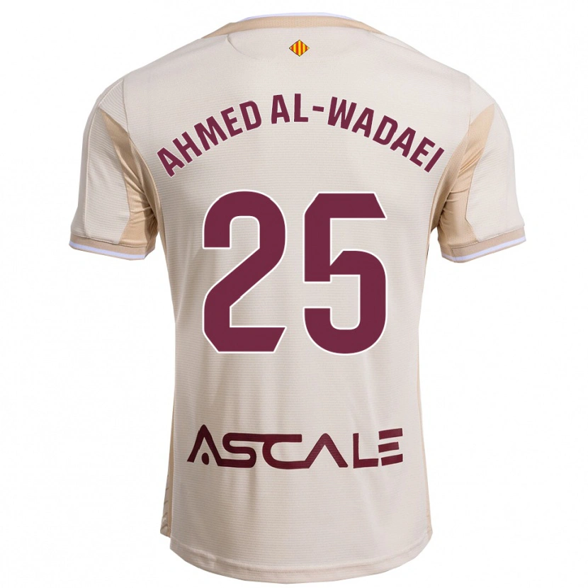 Danxen Børn Sayed Ahmed Al-Wadaei #25 Off-White Bordeaux Udebane Spillertrøjer 2025/26 Trøje T-Shirt