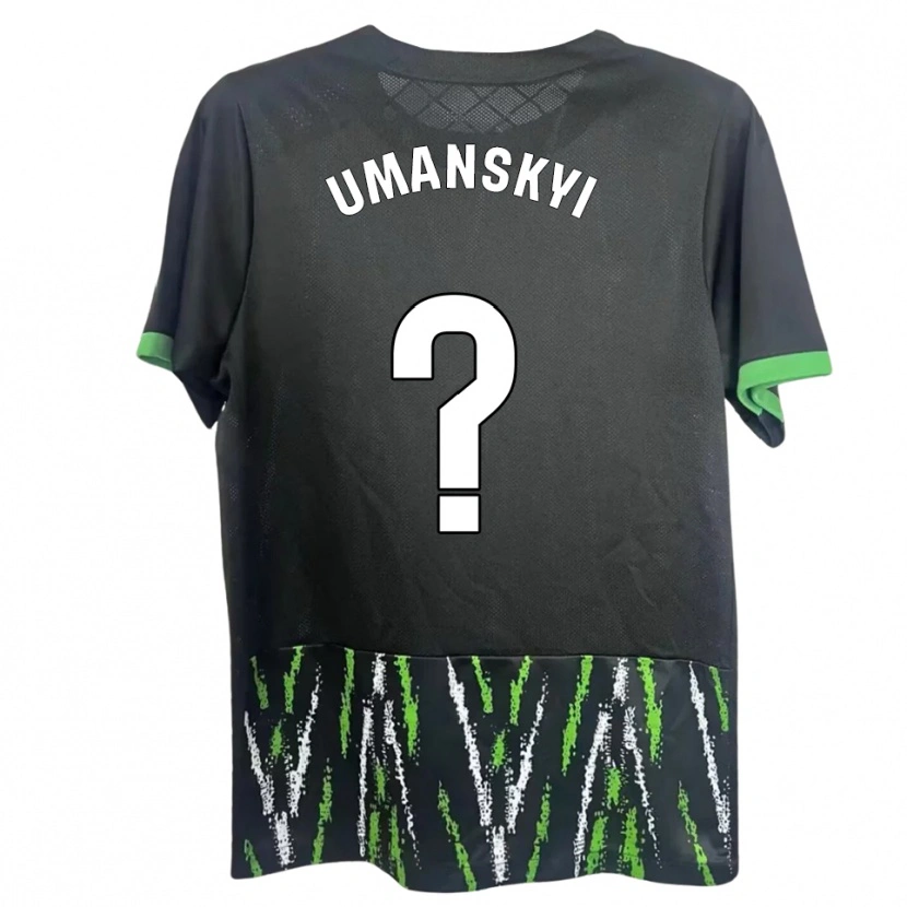Danxen Børn Volodymyr Umanskyi #0 Sort Grøn Udebane Spillertrøjer 2025/26 Trøje T-Shirt