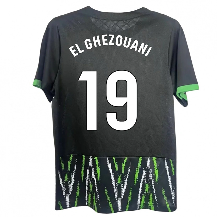 Danxen Børn Mourad El Ghezouani #19 Sort Grøn Udebane Spillertrøjer 2025/26 Trøje T-Shirt
