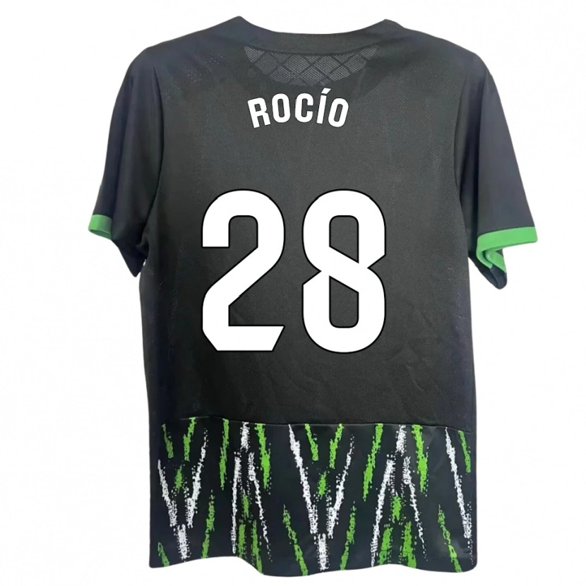 Danxen Børn Rocío Rodríguez Jiménez #28 Sort Grøn Udebane Spillertrøjer 2025/26 Trøje T-Shirt