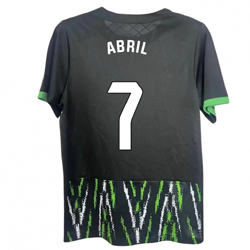 Danxen Børn Abril Pazos Amores #7 Sort Grøn Udebane Spillertrøjer 2025/26 Trøje T-Shirt