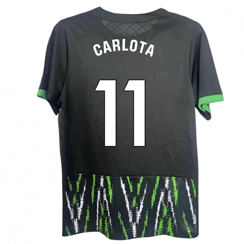 Danxen Børn Carlota Ursua Sánchez #11 Sort Grøn Udebane Spillertrøjer 2025/26 Trøje T-Shirt
