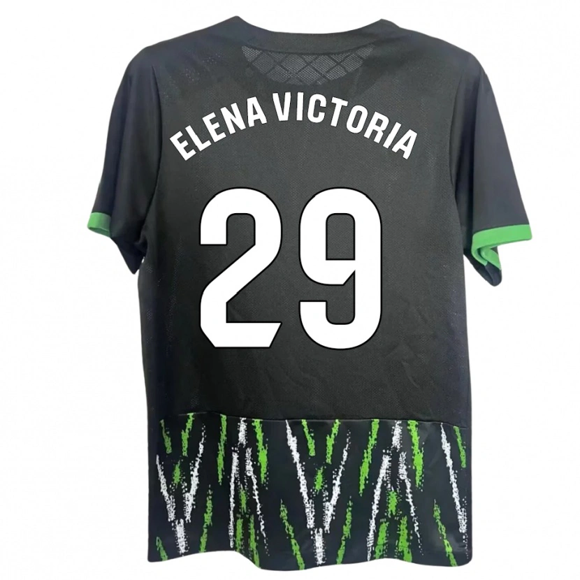 Danxen Børn Elena Victoria Mas Berna #29 Sort Grøn Udebane Spillertrøjer 2025/26 Trøje T-Shirt