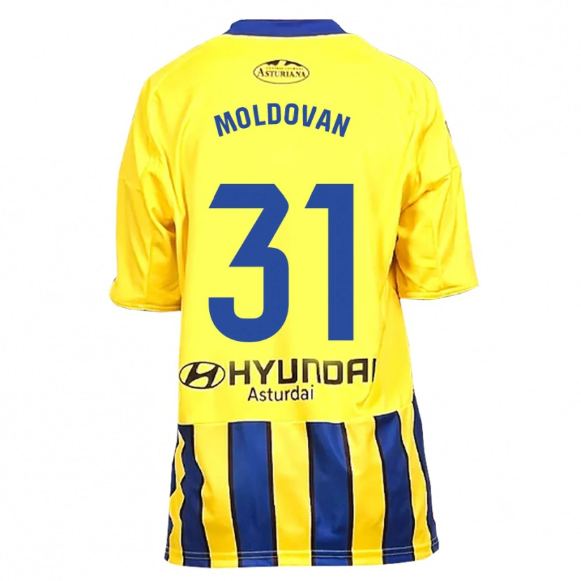 Danxen Børn Horațiu Moldovan #31 Gul Blå Udebane Spillertrøjer 2025/26 Trøje T-Shirt