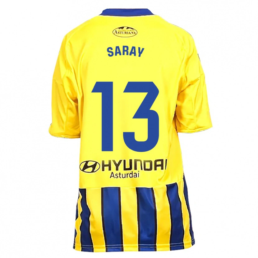 Danxen Børn Saray Vázquez Alonso #13 Gul Blå Udebane Spillertrøjer 2025/26 Trøje T-Shirt