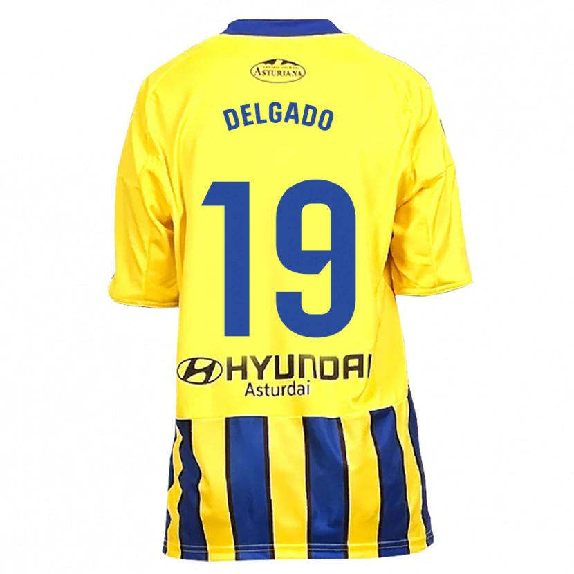 Danxen Børn Joaquín Delgado #19 Gul Blå Udebane Spillertrøjer 2025/26 Trøje T-Shirt