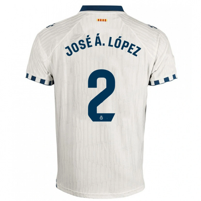 Danxen Børn José Ángel López #2 Hvid Blå Udebane Spillertrøjer 2025/26 Trøje T-Shirt