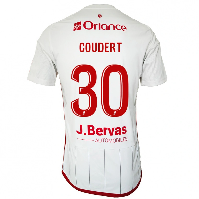 Danxen Børn Grégoire Coudert #30 Hvid Rød Udebane Spillertrøjer 2025/26 Trøje T-Shirt