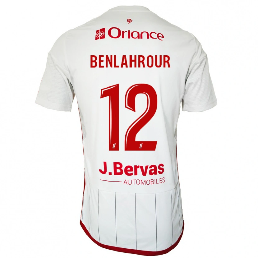Danxen Børn Ilyes Benlahrour #12 Hvid Rød Udebane Spillertrøjer 2025/26 Trøje T-Shirt