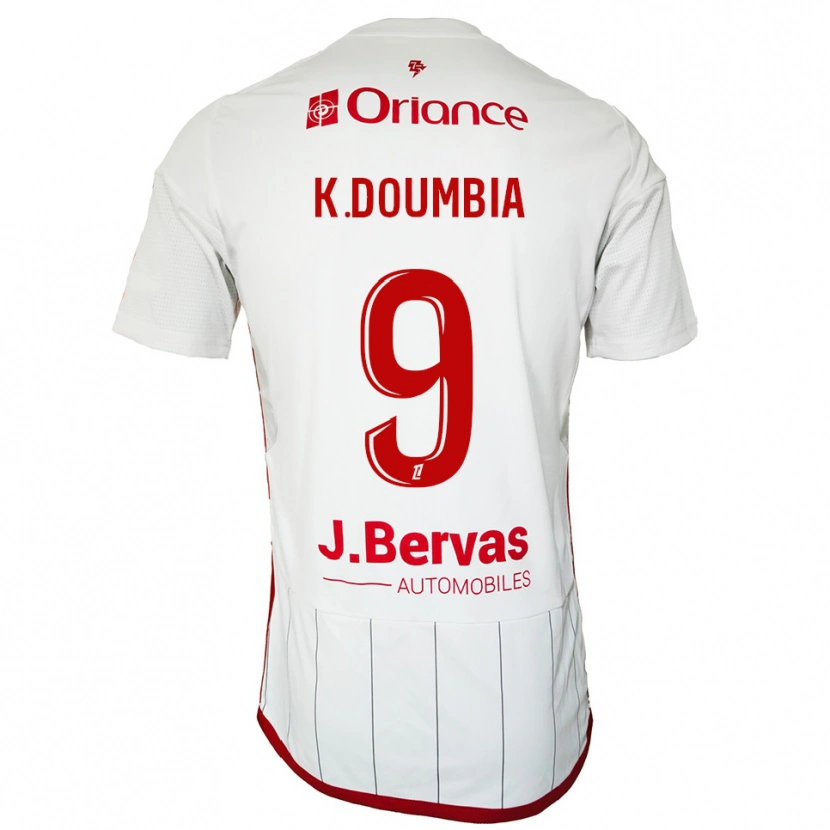 Danxen Børn Kamory Doumbia #9 Hvid Rød Udebane Spillertrøjer 2025/26 Trøje T-Shirt