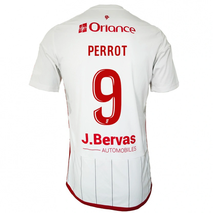 Danxen Børn Maël Perrot #9 Hvid Rød Udebane Spillertrøjer 2025/26 Trøje T-Shirt