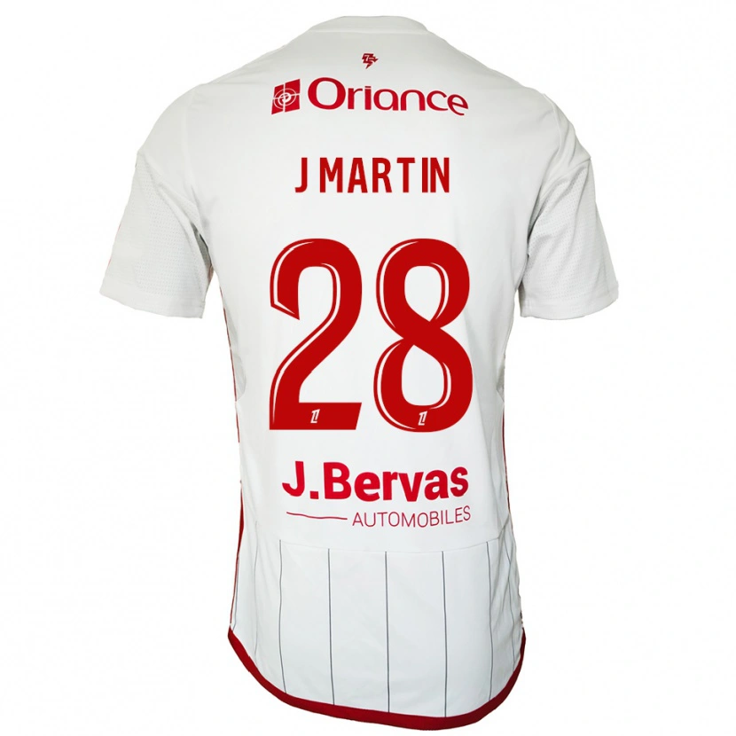 Danxen Børn Jonas Martin #28 Hvid Rød Udebane Spillertrøjer 2025/26 Trøje T-Shirt