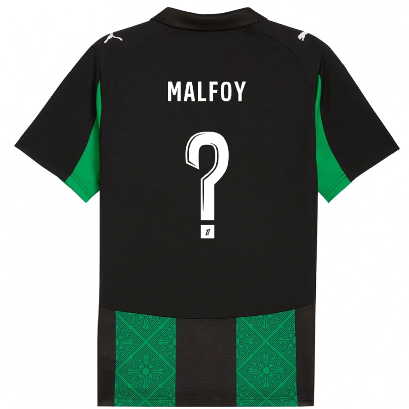 Danxen Børn Lucas Malfoy #0 Sort Grøn Udebane Spillertrøjer 2025/26 Trøje T-Shirt