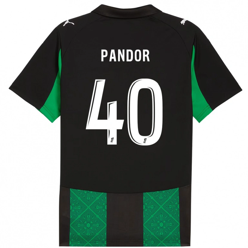 Danxen Børn Yannick Pandor #40 Sort Grøn Udebane Spillertrøjer 2025/26 Trøje T-Shirt