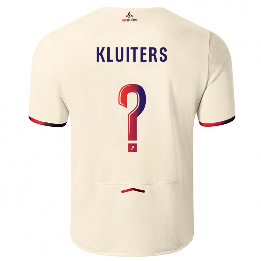Danxen Børn Luuk Kluiters #0 Off-White Rød Udebane Spillertrøjer 2025/26 Trøje T-Shirt
