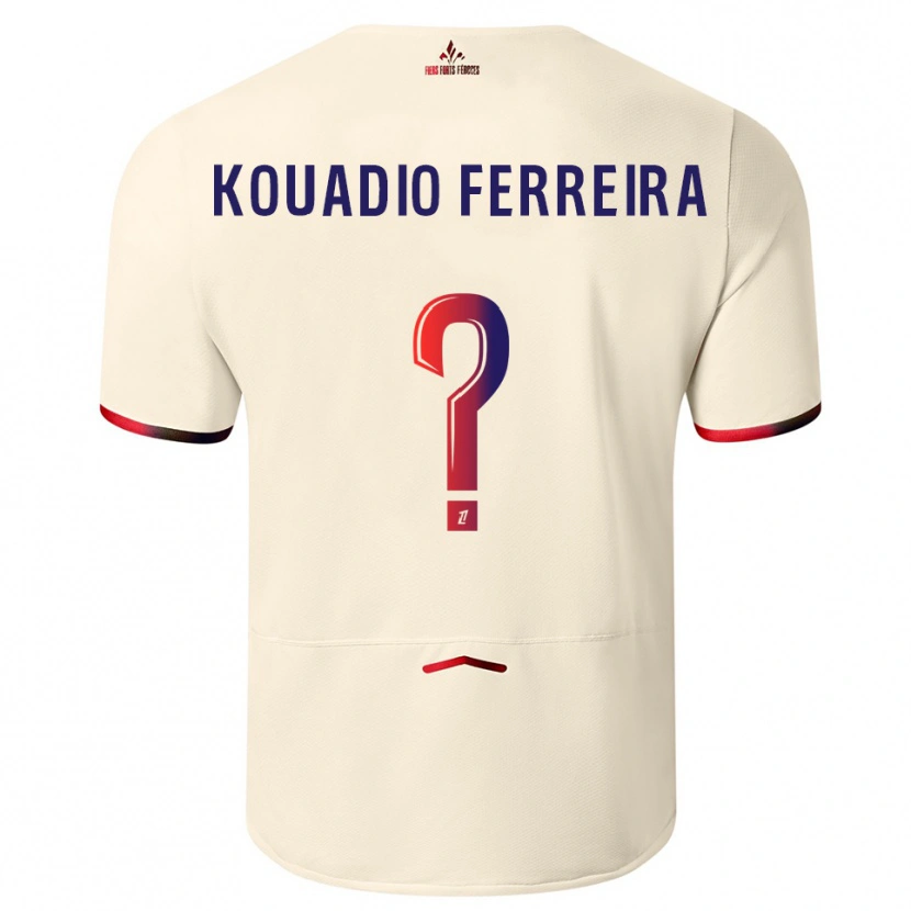Danxen Børn Wilfrid Kouadio Ferreira #0 Off-White Rød Udebane Spillertrøjer 2025/26 Trøje T-Shirt