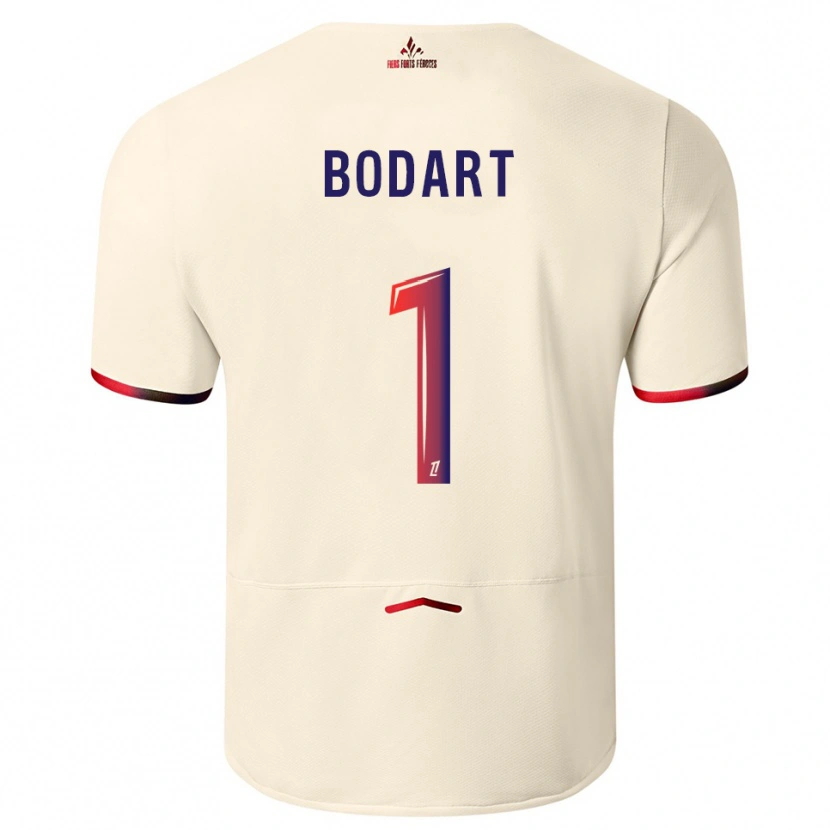 Danxen Børn Arnaud Bodart #1 Off-White Rød Udebane Spillertrøjer 2025/26 Trøje T-Shirt