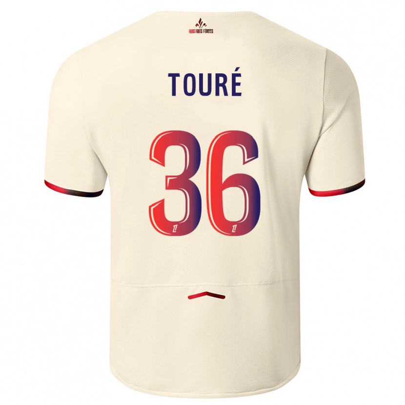 Danxen Børn Ousmane Touré #36 Off-White Rød Udebane Spillertrøjer 2025/26 Trøje T-Shirt