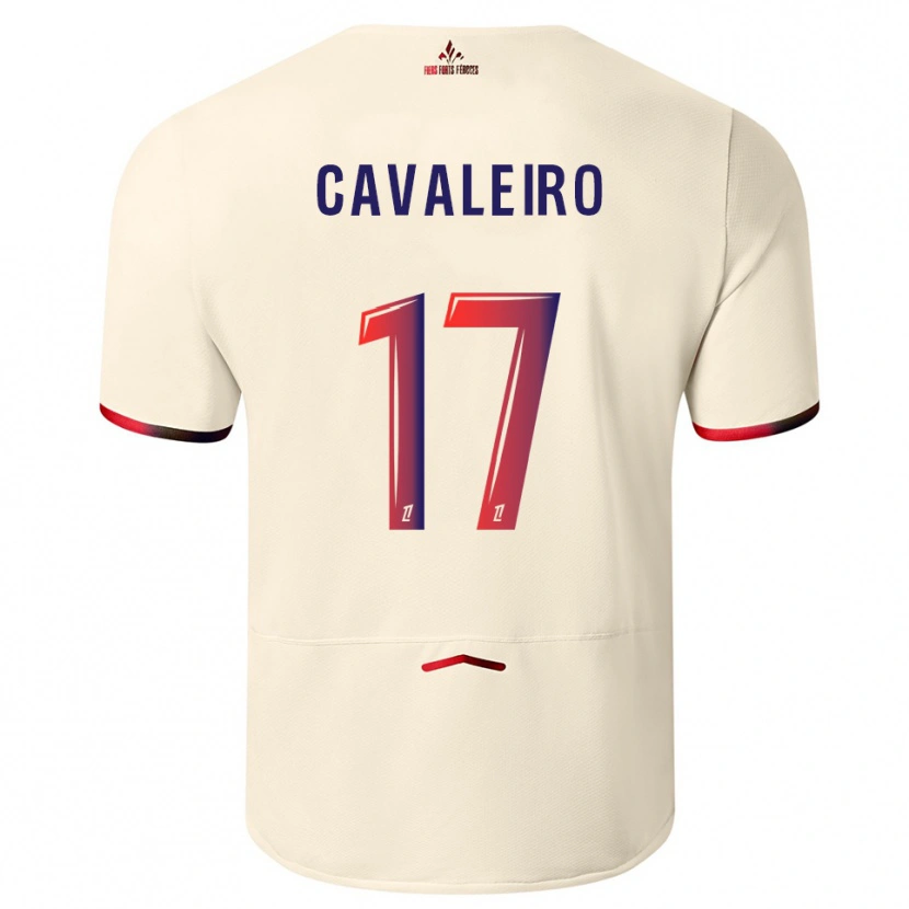Danxen Børn Ivan Cavaleiro #17 Off-White Rød Udebane Spillertrøjer 2025/26 Trøje T-Shirt