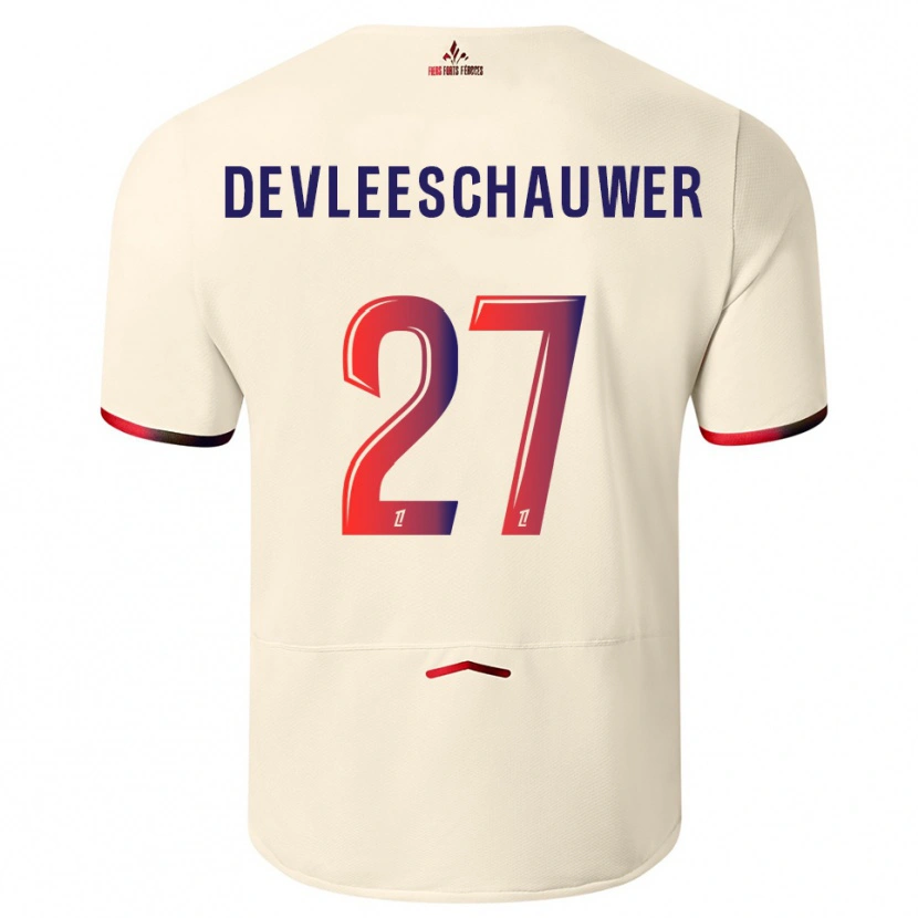 Danxen Børn Gwenaëlle Devleeschauwer #27 Off-White Rød Udebane Spillertrøjer 2025/26 Trøje T-Shirt