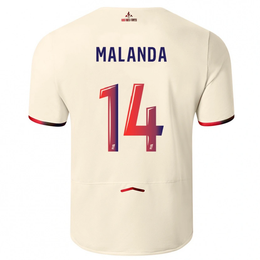 Danxen Børn Jephthe Malanda #14 Off-White Rød Udebane Spillertrøjer 2025/26 Trøje T-Shirt