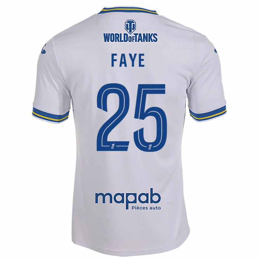 Danxen Børn Abdoulaye Faye #25 Hvid Himmelblå Udebane Spillertrøjer 2025/26 Trøje T-Shirt