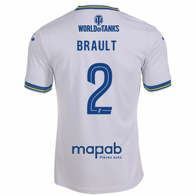Danxen Børn Matis Brault #2 Hvid Himmelblå Udebane Spillertrøjer 2025/26 Trøje T-Shirt