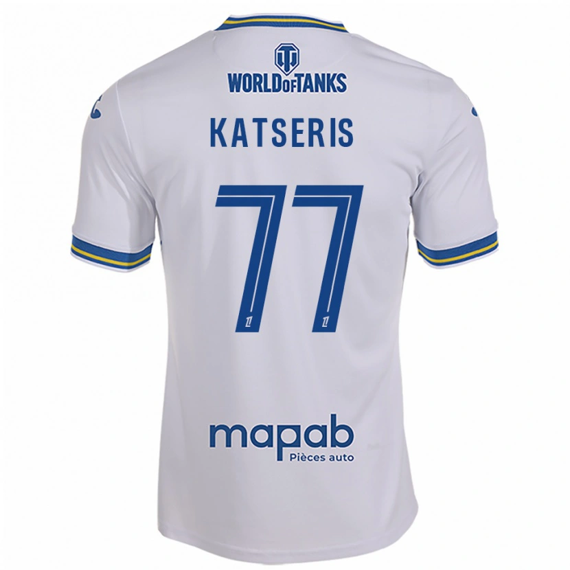 Danxen Børn Panos Katseris #77 Hvid Himmelblå Udebane Spillertrøjer 2025/26 Trøje T-Shirt