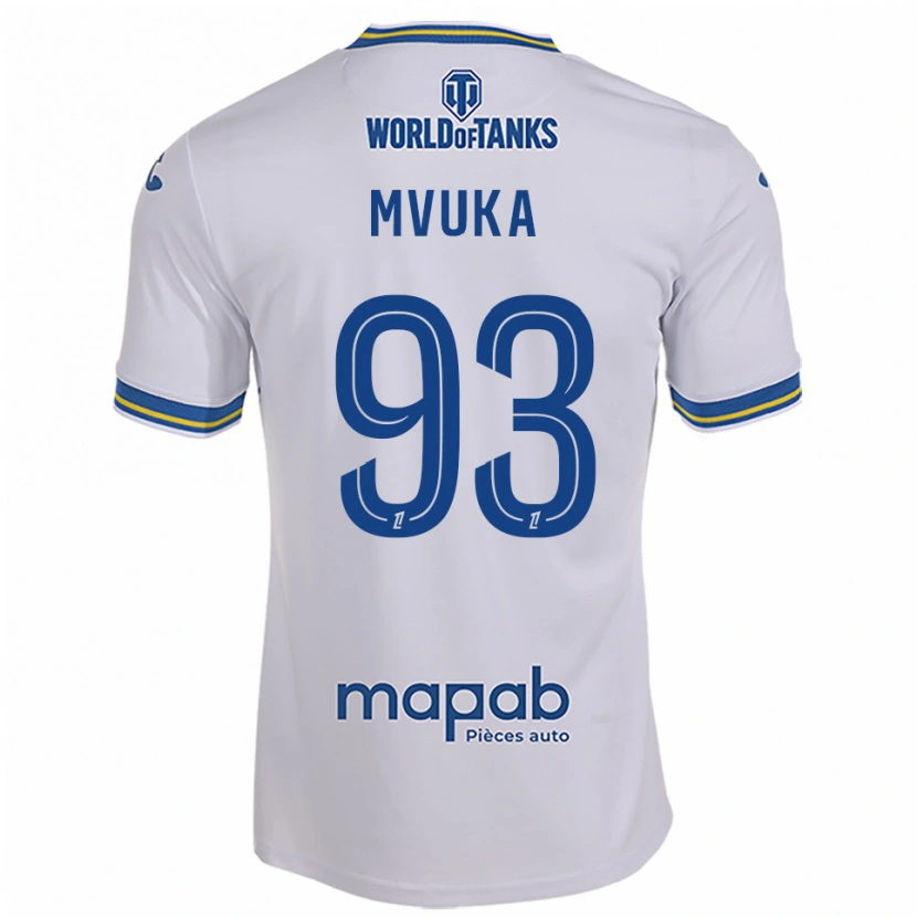 Danxen Børn Joel Mvuka #93 Hvid Himmelblå Udebane Spillertrøjer 2025/26 Trøje T-Shirt