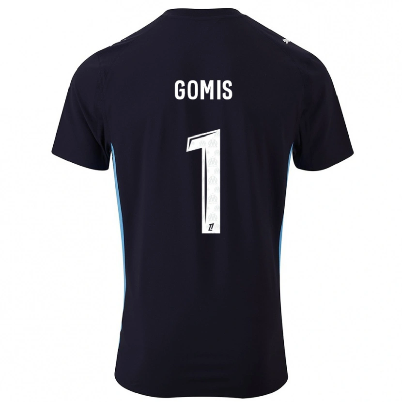 Danxen Børn Ibrahim Gomis #1 Sort Himmelblå Udebane Spillertrøjer 2025/26 Trøje T-Shirt