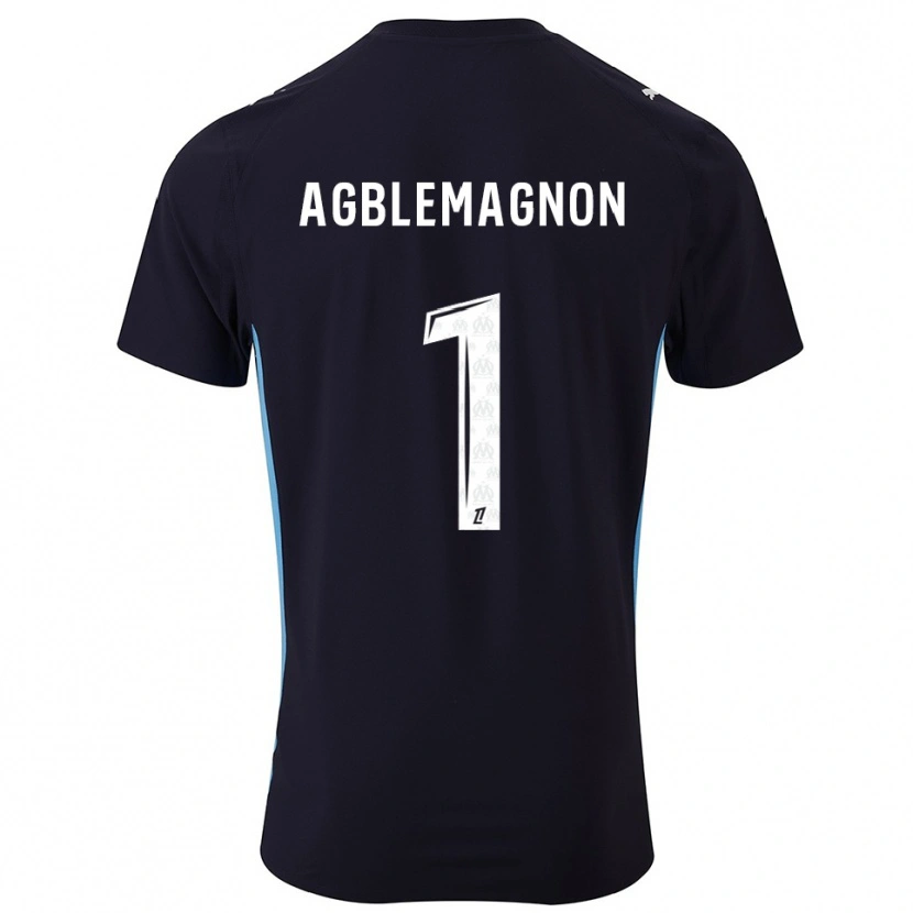Danxen Børn Jordan Agblemagnon #1 Sort Himmelblå Udebane Spillertrøjer 2025/26 Trøje T-Shirt