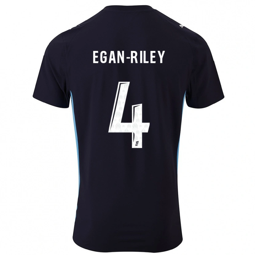 Danxen Børn Cj Egan-Riley #4 Sort Himmelblå Udebane Spillertrøjer 2025/26 Trøje T-Shirt