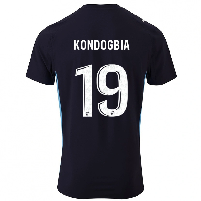 Danxen Børn Geoffrey Kondogbia #19 Sort Himmelblå Udebane Spillertrøjer 2025/26 Trøje T-Shirt
