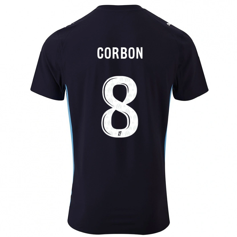Danxen Børn Max Corbon #8 Sort Himmelblå Udebane Spillertrøjer 2025/26 Trøje T-Shirt